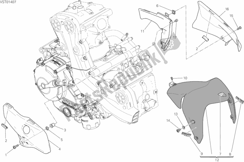 All parts for the Half Fairing of the Ducati Monster 821 Brasil 2015